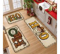 Western Cowboy Christmas Theme Santa Claus Kitchen Rugs Sets of 3 | Western Theme, Kitchen Sink Rug, Cowboy Boots, Cacti Accents, Kitchen Floor Decor, Seasonal Home Styling