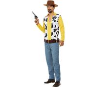 Smiffys Western Cowboy Costume, Yellow Top, Trousers & Belt, Cowboys and Indians Fancy Dress, Western Dress Up Costumes
