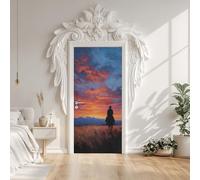 Western Cowboy Door Sticker Self-Adhesive 80X200 cm, Wild West Cowboy Door Stickers Poster Removable Vinyl Wallpaper Poster for Interior Bedroom Decor