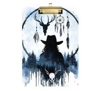 Western Cowboy Dream Catcher Deer Skull Acrylic Therapy clipboard Standard Letter A4 Size Acrylic Cute for Homework Pediatric Gold 12x9in Tabla para escribir