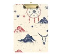 Western Cowboy Dream Catcher Skull Mountain Acrylic Nursing Edition clipboard Standard Letter A4 Size Hard Board for Police Office Nurse Football Coaches Gold 12x9in Tabla para escribir con Clip