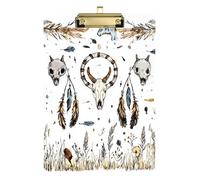 Western Cowboy Dream Catcher Wolf Skull Acrylic Tooth clipboard Standard Letter A4 Size Waterproof for First Year Teacher Must Haves Gold 12x9in Tabla para escribir