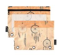 Western Cowboy Dream Catchers Tribal Wolf Vast Desert Rings Binder Pockets Plastic Pencil Case for 3 Rings Binders Case with 3 Rings for Children Stationery Accessories