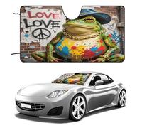Western Cowboy Frog Car Windshield Sun Shade - Reflector Sunshade Offers Ultimate Protection for Car Interior, Cool Reflective Sun Blocker Fits Small Sedans, Mini SUVs 55"x30"
