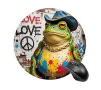 Western Cowboy Frog Round Mouse Pad 7.8 Inch, Portable Gaming Mouse Mat with Non-Slip Rubber Base & Smooth Surface, Waterproof Mousepad for PC, Laptop, Computer, Office, Home