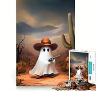 Western Cowboy Ghost Adults 1000 Pieces Puzzle Mind Training Fun Burr Free Clean Cut Pieces Heartwarming Gathering Activity (38x52cm)