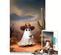 Western Cowboy Ghost Jigsaw 1000 Pieces Memory Skill Fun Smooth Edge Perfect Interlock Fun-filled Way to Fill Empty Hours (50x75cm)