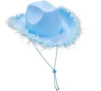 Western Cowboy Hat Blue Wraparound Hat Blue Cowboy Hat Girls Cowboy Hats Youth (Blue, One Size)