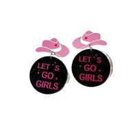 Western Cowboy Hat Dangle Drop Earrings for Women Bling Shiny Disco Earrings Country Cowgirl Let’s Go Vacation Earrings Jewelry Gifts, Metal Acrylic, acrylic