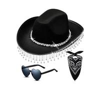 Western Cowboy Hat Eyewear For Bridal Shower Cowgirl Headscarf Costume Set Female Headwear Night Club Halloween Outfit Costume Accessories Set