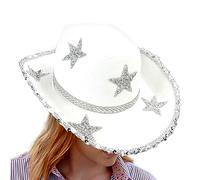 Western Cowboy Hat - Felt Material | Glitter Cowgirl Hat 23 Inch Five-Pointed Star Rhinestone Set 130g, Disco Glamour System Enhances Style For Halloween Birthday Party Use