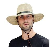 Straw Cowboy Hat for Men Women Beach Sun Hat Wide Brim Panama Fedora Hat Outdoor Foldable Summer Straw Hat Western Style, Beige, One Size