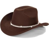 Western Cowboy Hat for Men Women Classic Fedora Hat with Buckle Belt (Size:M-L), Brown-cowboy-hat, M