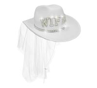 Western Cowboy Hat for Stage Party Cosplay Event Men Women Country Style Accessory with Design (White, One Size)