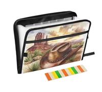 Western Cowboy Hat Vast Wilderness Accordion File Folders 13 Pockets A4 Letter Size with Zipper Closure for File Folder Jacket