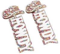 Western Cowboy HOWDY Hat Acrylic Glitter Disco Dangle Earrings Retro Nashville Rodeo Party Jewelry for Concert Prom, Acrylic, No Gemstone