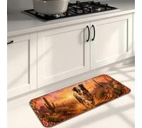 Western Cowboy Kitchen Mats for Floor, Rustic Desert Landscape Soft Mats, Autumn Cushioned Comfort Washable Decor Rugs for Kitchen Sinks Laundryroom Bathroom 16x47 Inch