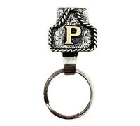 Western Cowboy Letter Keychain, Belt Clip For Keys, Keychain For Men, Western Cowboy Style A To Z 26 Capital Letters Key Ring Metal Alphabet Key Holder Belt Bag Hanging Decoration Pendant (P)