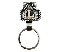 Western Cowboy Letter Keychain, Belt Clip For Keys, Keychain For Men, Western Cowboy Style A To Z 26 Capital Letters Key Ring Metal Alphabet Key Holder Belt Bag Hanging Decoration Pendant (L)