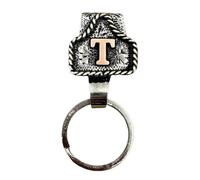 Western Cowboy Letter Keychain, Belt Clip For Keys, Keychain For Men, Western Cowboy Style A To Z 26 Capital Letters Key Ring Metal Alphabet Key Holder Belt Bag Hanging Decoration Pendant (T)