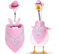 Western Cowboy Porch Goose Outfits for 23"/ 17'' Lawn Cement Goose Statue Clothes Cowboy Hat with Bandana Scarf for Garden Decoration Party Patio Yard Outdoor(Black)