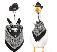 Western Cowboy Porch Goose Outfits for 23"/ 17'' Lawn Cement Goose Statue Clothes Cowboy Hat with Bandana Scarf for Garden Decoration Party Patio Yard Outdoor(Pink)