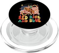 Western Cowboy retro groovy Red Ride And Blue Patriotic Art PopSockets PopGrip for MagSafe