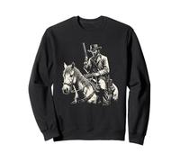 Western Cowboy Riding Horse, Dark Outlaw Art Black Graphic Sweatshirt