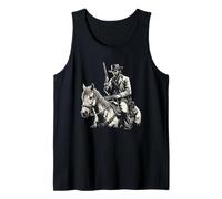 Western Cowboy Riding Horse, Dark Outlaw Art Black Graphic Tank Top