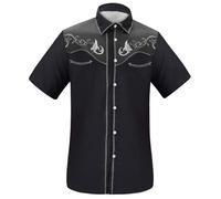 Western Cowboy Shirts for Men Loose Comfy Short Sleeve Summer Vacation Tops 2025 Stylish Embroidered Rose 3D Printed Button Down Casual Dress Shirt Casual Dress Shirts Men (Grey, XXL)