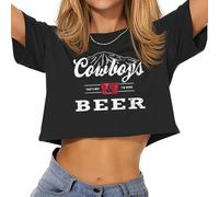 Western Cowboy Shirts Vintage Graphic Tees for Women Cowgirl Crop Top Retro Country Music Concert Rodeo Tshirt, A Black, S