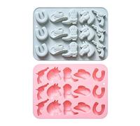 Western Cowboy Silicone Mould, Horse Boot Hat Gun Design, 15 Cavities, Grey and Pink, 2-Pack