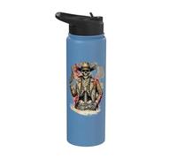 Western Cowboy Skeleton Skull Say When Gothic Halloween Stainless Steel Insulated Water Bottle
