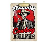 Western Cowboy Skull clipboard Portfolio in Front Acrylic Cute for Nursing Student Trade Quest Tabla para escribir con Clip Size 9 x 12
