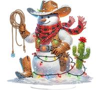 Western Cowboy Snowman DIY 2D Flat Acrylic Desktop Diamond Art Kits Table Decor