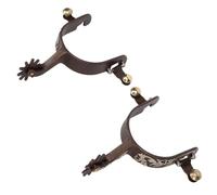 Western Cowboy Spurs, Vintage Bronze Low Carbon Steel Horse Spurs with Turnable Gear, Horse Riding Equestrian Training, 2Pcs