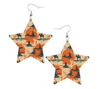 Western Cowboy, Sunset Desert Dangle Earrings Creative Earring Fun Leather Earring For Daily Beach