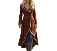 Western Cowboy Trench Coat Women's Long Fleece Jacket with Double Breasted Fleece Lining Warm Transition Jacket Sherpa Lined Elegant Winter Jacket Cowgirl Costume Women's Suede Windbreaker, O coffee