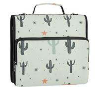 Western Cowboy Tribal Boho Cactus Star 1.5 Inch 3 Ringing Binder with Zipper with Handle Multi-Pocket Suitable for Middle
