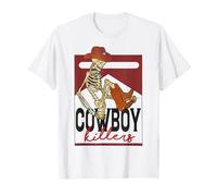 Western Cowboy Vintage Punchy Cowboy Killers Skull Skeleton T-Shirt