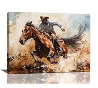 Western Cowboy Wall Art Vintage Cowboy Pictures Wall Decor Abstract West Canvas Print Painting Artwork Home Decorations for Bathroom Living Room Bedroom Office Framed 12"x16"