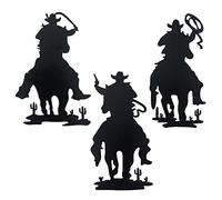 Western Cowboy Wall Decor Vintage Cowboy Wall Art Rustic Style Home Decor | J-Fly; silhouette; Decorations Hanging; indoor & outdoor; Bedroom Living Room Bathroom; Black; 3 Pack