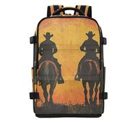 Western Cowboy Wild West Brown Computer Backpack Stylish Travel Backpack Carry on Flight Approved Laptop 15 Inch Laptop Bag for Travel Business Casual or College mochila para viajar en avion