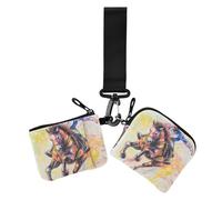 Western Cowboy Wild West Dual Coin Purse Credit Card Holder Wallet Slim Detachable Money Organizers with Zipper Coin Pocket for Woman 2 Packs, Western cowboy Wild West, One Size, Print Art
