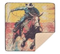 Western Cowboy Wild West Soft Padded Baby Gym & Activity Mat for Floor 1-Piecing Kicking Mat for Babies Infants Toddlers, 50'' x 50''