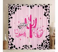 Western Cowboy Window Curtains,Cowgirl Curtain,Pink and Black Window Drapes for Kids Teens Boys Young Man,Modern Bedroom Decorative,Farm Life Curtain,38Wx45L