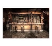 Western Cowboys Backdrop 12x8ft Old Rustic Farmhouse Kitchen Inn Restaurant West Old Saloon Bar Photography Background Wooden House Counter Tables Chairs Wallpaper Photo Props Party Decorations