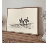 Western Cowboys Horses Sketch Art Poster Retro Farmhouse Wall Decor Painting Canvas Print Country Art Picture For Home Decor(60x90cm/Canvas wrap)