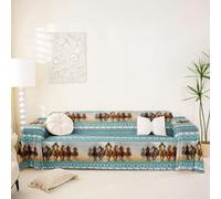 Western Cowboys Sofa Cover, Southwestern Tribe Native Indoor Cat Scratch Proof Protector, Galloping Horse Couch Cushion Cover Decor,Farm Cowboy Couch Blanket Cat Proof Sofa Slipcovers 180x300