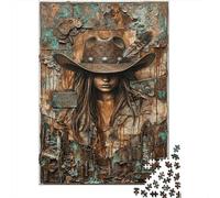 Western Cowgirl 1000 Piece Puzzle for Relaxation Steampunk Decor for First-Time Jigsaw Users Memory Improvement Housewarming Gift 52x38cm/1000pcs